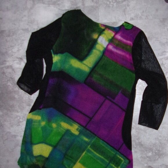 size medium womens long sleeve casual dress black whimsigoth goth purple tunic - Picture 4 of 5